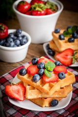 Waffles with berries.