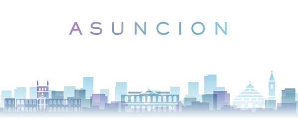 Naklejka premium Asuncion Transparent Layers Gradient Punkty orientacyjne Skyline
