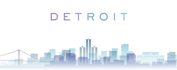 Detroit Transparent Layers Gradient Landmarks Skyline