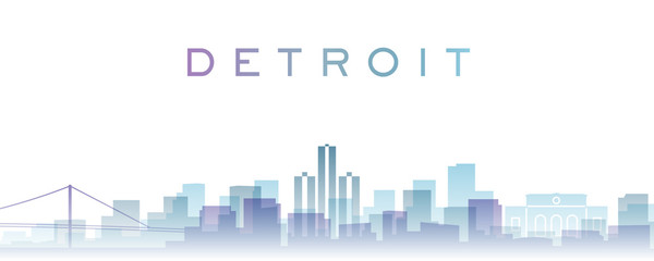 Fototapeta premium Detroit Transparent Layers Gradient Landmarks Skyline