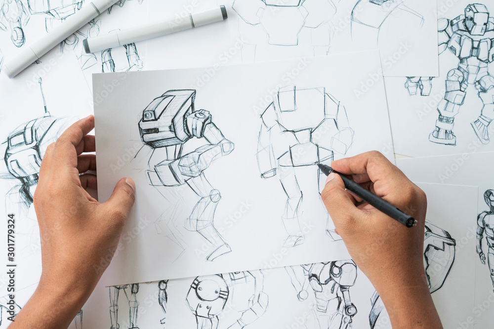 Wall mural animator designer development designing drawing sketching development creating graphic pose characte