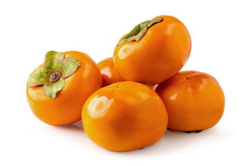 fresh ripe persimmons isolated on white background.