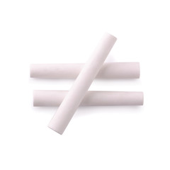 White chalk isolated on a white background.