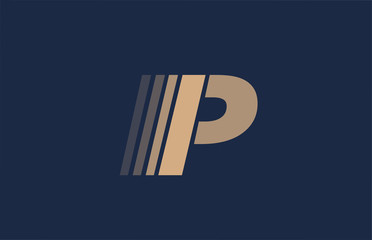 alphabet P blue letter brown logo icon for company and business design