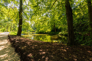 Park next to the baroque castle in Pszczyna, Poland