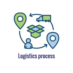 Logistics icon showing movement - one place to the next