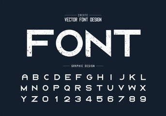 Texture font and grunge alphabet vector, Rough typeface letter and number design