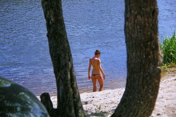 Girl in mini bikini