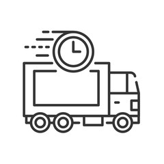 Delivery truck line color icon. Freight transport sign. Fast shipping. Symbol for web page, app, promo.
