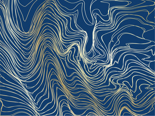 Naklejka premium (illustration) gold wave line background, abstract artistic of wave marble background