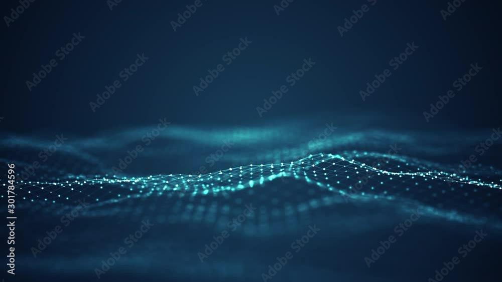 Sticker technology digital wave background concept.beautiful motion waving dots texture with glowing defocus - Stickers