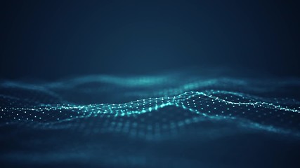  Technology digital wave background concept.Beautiful motion waving dots texture with glowing defocused particles. Cyber or technology background. - Powered by Adobe