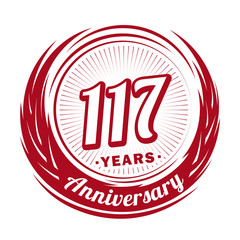One hundred and seventeen years anniversary celebration logotype. 117th anniversary logo. Vector and illustration.