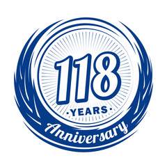 One hundred and eighteen years anniversary celebration logotype. 118th anniversary logo. Vector and illustration.