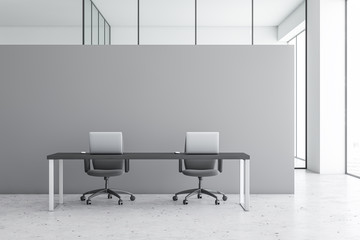Grey modern office workplace interior