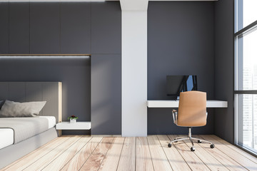 Gray and white home office interior