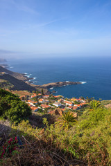 Fototapeta na wymiar Beautiful coastal view of Sauzal village at the North of Tenerife, Canary Island. Atlantic ocean seaside background.