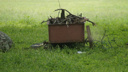 old wheels in a field