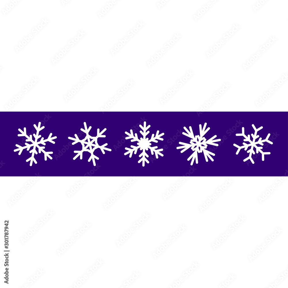 Poster white snow symbol. vector set of isolated snowflakes. collection of white snow flakes on blue backgr