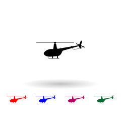 Helicopter silhouette multi color icon. Simple glyph, flat vector of air transport icons for ui and ux, website or mobile application