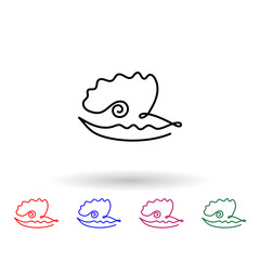 Oyster one line multi color icon. Simple thin line, outline vector of animals one line icons for ui and ux, website or mobile application