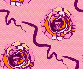 Seamless floral pattern with roses hand drawing decorative background. Vector Illustration. Print for textile, cloth, wallpaper, scrapbooking