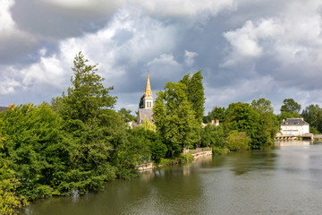 The Loir river at Nogent-sur-Loir, Sarthe, France