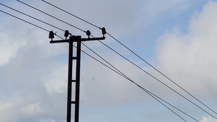 electric pole on blue sky