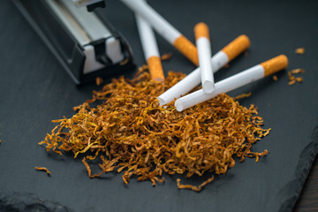 cigarette machine with tobacco and cigarettes