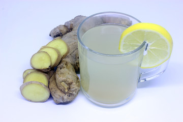 glass of ginger with lemon
