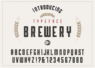 Brewery vintage alphabet font. Custom handwritten alphabet.