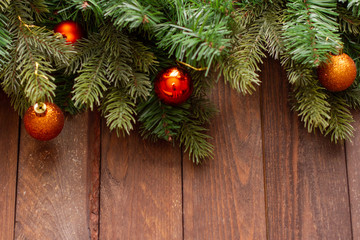 christmas decoration on wooden background