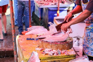 Fresh fish from river sold in local market, Songkhla Province, Thailand