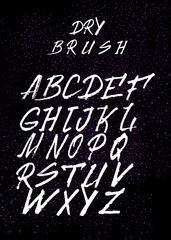 Fototapeta na wymiar Custom handwritten alphabet. HandMade Typeface 'Dry Brush'.