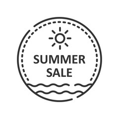 Summer sale line color icon. Special offer sticker. Vector pictogram. Low price sign.