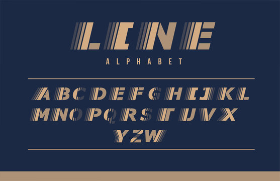 complete alphabet with lines and blue brown letter logo icon for company and business design