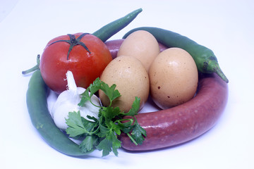 fresh vegetables on white background