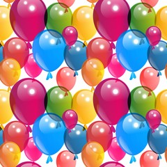 Many colored balloons. Festive mood. Seamless beautiful pattern from colored balloons