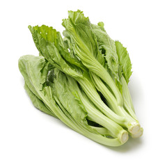 Fresh green mustard on white background