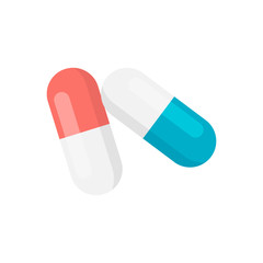 Pills flat icon isolated on white background. Vector illustration.