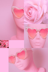 Aesthetic moodboard collage. Stylish pink vibes