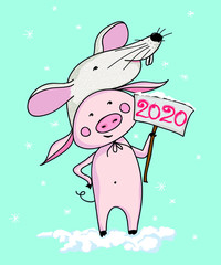 Obraz na płótnie Canvas symbol of the year 2020, year of the pig, happy new year