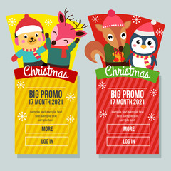 christmas sale banner vertical christmas dog penguin squirrel