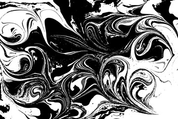Fototapeta premium Black and white liquid texture. Watercolor hand drawn marbling illustration. Abstract vector background. Monochrome marble pattern.