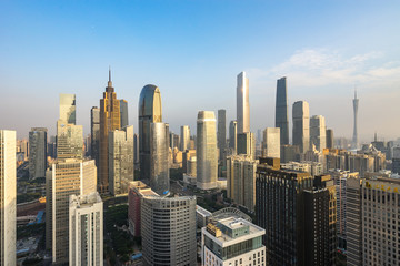 Fototapeta na wymiar aerial view of Guangzhou Zhujiang New Town financial district, Guangdong, China.