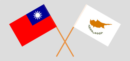 Crossed flags of Taiwan and Cyprus