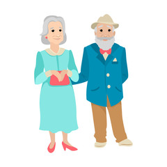 A married couple of old grandparents. Vector characters