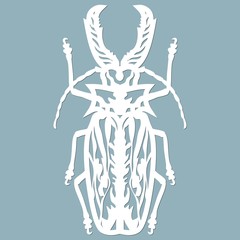 woodcutter beetle paper. Laser cut. Set template for laser cutting and Plotter. Vector illustration. Pattern for the laser cut, plotter and screen printing.