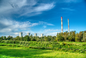 Fototapeta na wymiar chimneys of coal power plant in detmarovice, czech