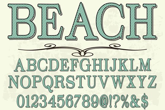 Grunge Font Typeface Vector Named Vintage Beach Vector Illustration